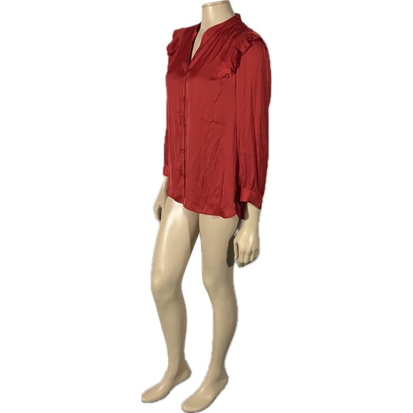 NWT Zadig & Voltaire Tygg Satin Red Button Blouse with 3/4 sleeves - Picture 9 of 13